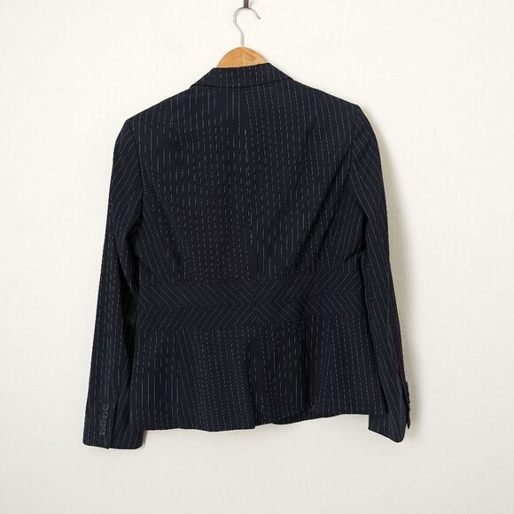 NWT Jones New York navy blue white stripe single breasted Emma jacket blazer - Picture 4 of 4